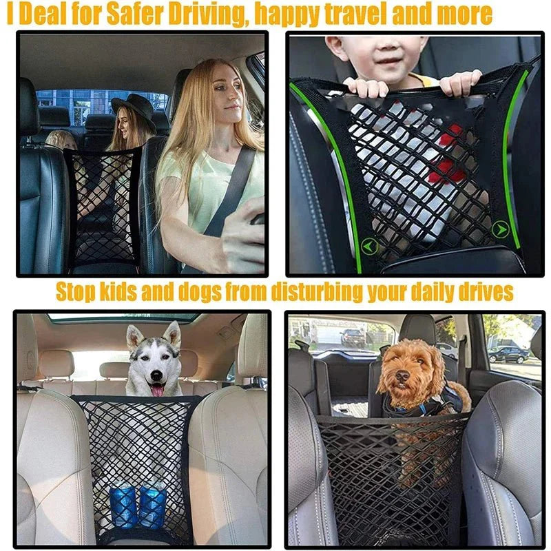 Veloro Backseat Storage Net - Car Organizer & Pet Barrier